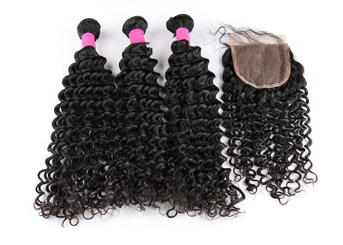 Grade 6A Virgin Hair Deep Wave Style Natural Black 1b# Can Be Dyed Human Hair Extensions