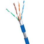 LSZH Jacket SFTP CAT5E Cable 100MHz Frequency Blue 0.510mm Copper Shielded Cable