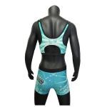 Lycra Fabrci Cheerleading Training Clothes , Green / Blue Youth Cheerleading