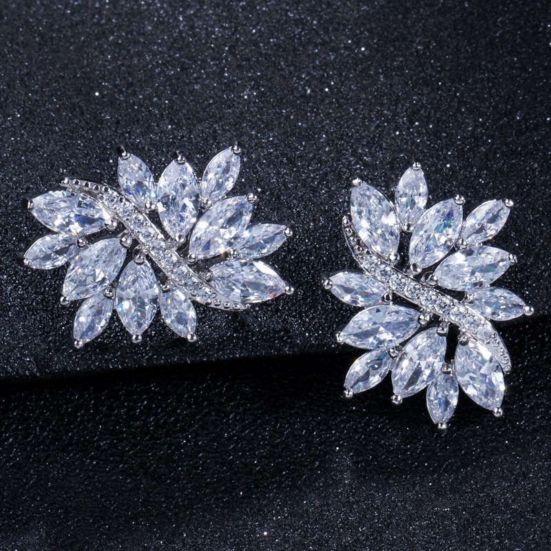Luxury AAA CZ Stud Earrings For Women Romantic Elegant Female Daily Earrings Colors Available Wholesale