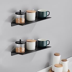 Stylish Matt Black Wall Mount Floating Metal Wall Shelf Bracket for Easy Installation