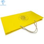 Handmade Flat Bottom Gold Gift Bags With Handles Hot Stamping