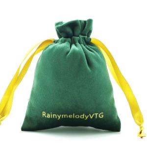 Quality Green Velvet Gift Pouch , 10x15cm Jewelry Drawstring Gift Bags wholesale