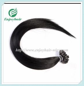 Quality Nail U-Tip Hair 10&quot;-28&quot; 100s/pack 1# color Straight Human Hair Brazilian hair extension wholesale