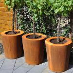 Outdoor Garden Metal Flower Pots Tapered Cylinder Corten Steel Conical Planters