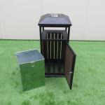 Antique 450mm Width Steel Wooden 35L Ashtray Trash Can