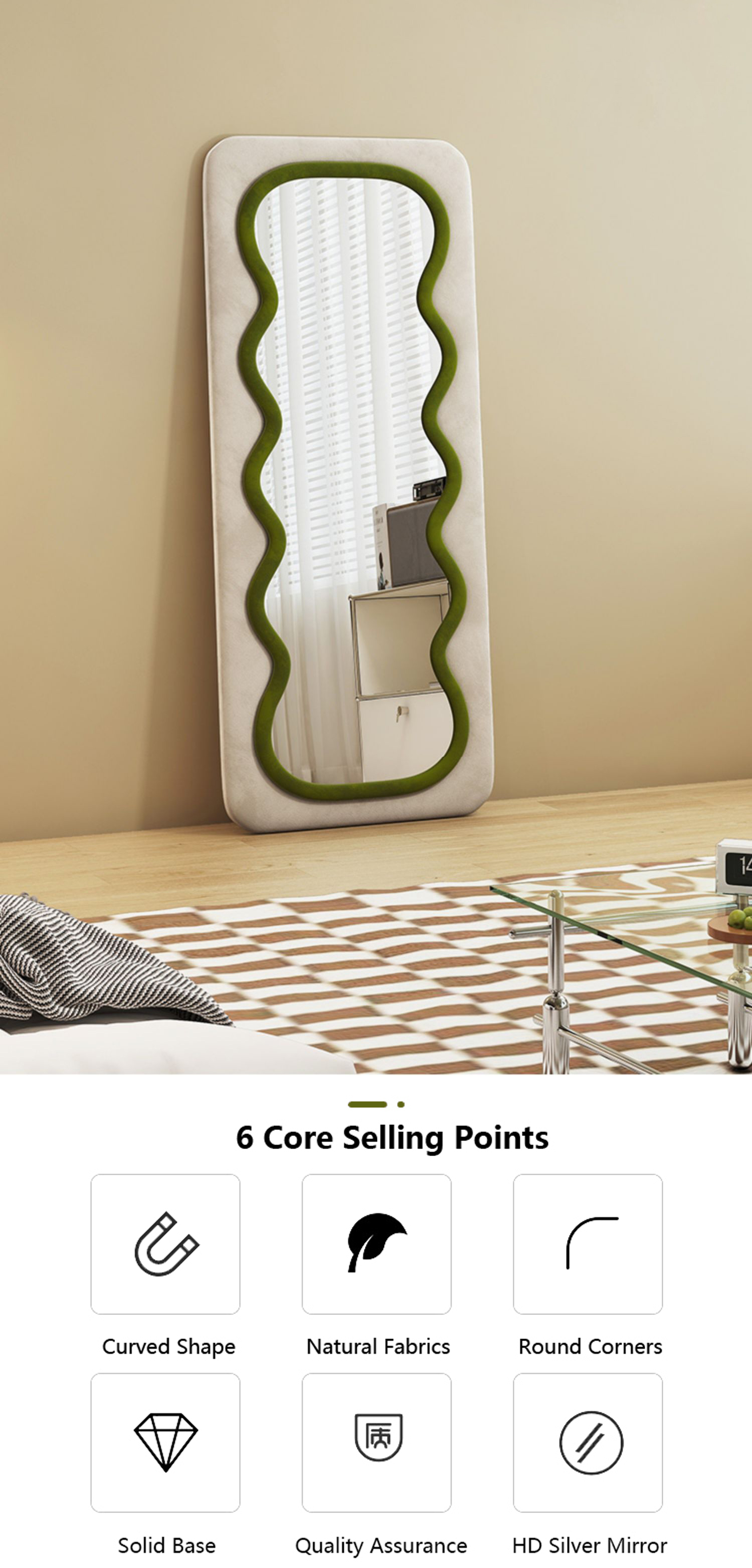 Living Room Oversized Floor Mirror Freestanding Full Length Mirror Large Wood Frame
