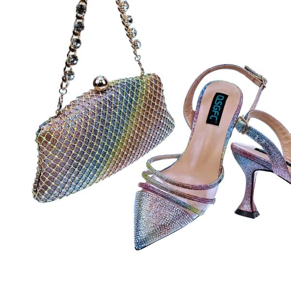 PU Bridal Shoes and Matching Bag Set for Nigerian Party Ladies Fashion Italian