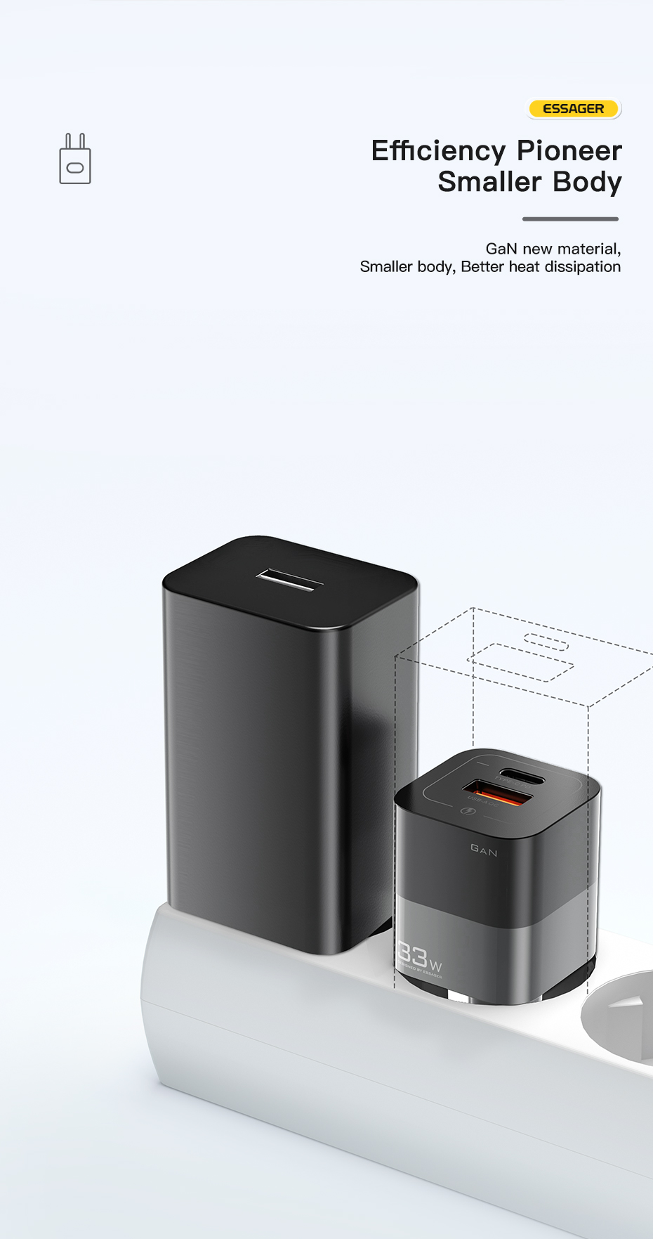 Square Brick USB Port Type C Fast Mobile Phone Charger 30W 5V With EU Plug