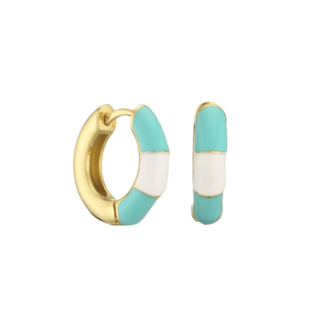 Micro Dripping Oil Earring OEM Diy Zircon Stone Gold Earrings