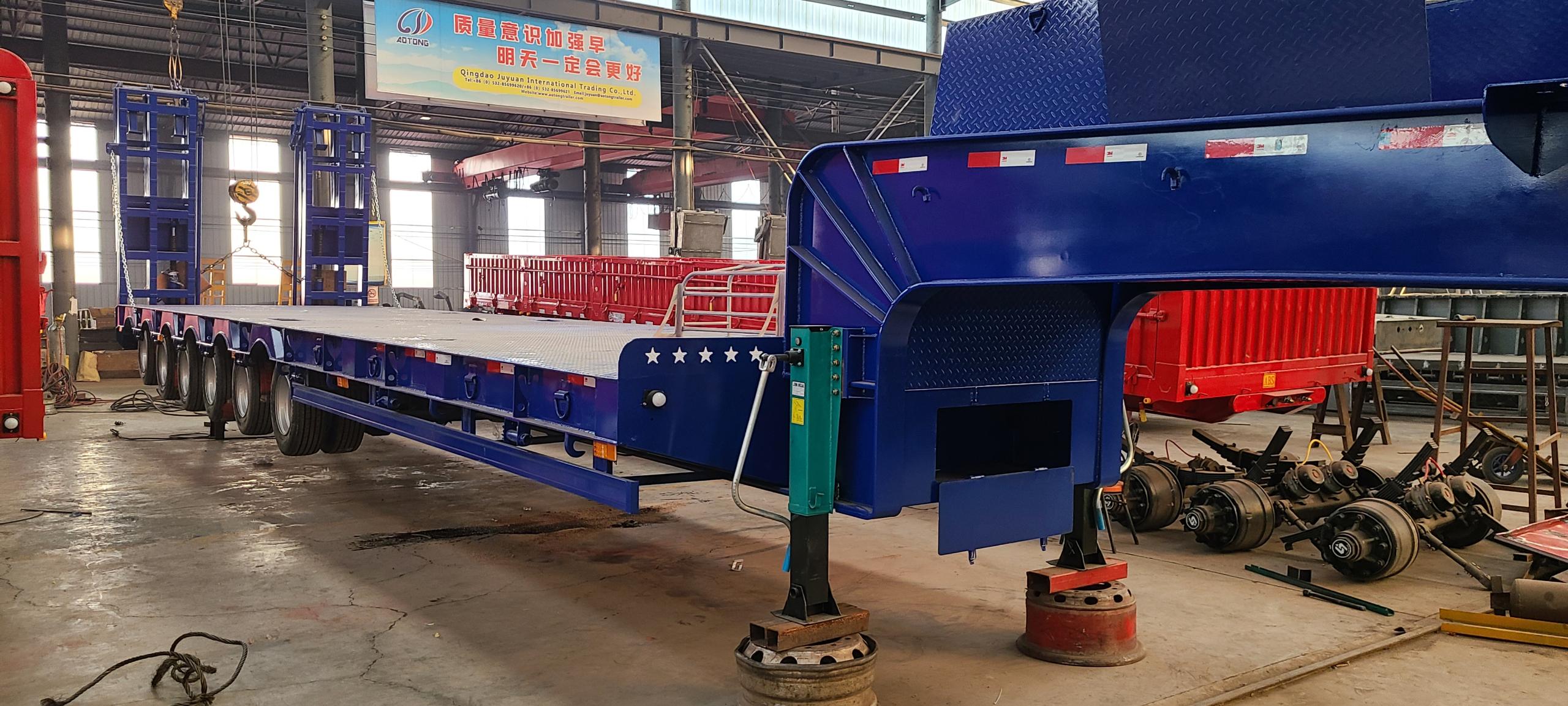 100ton Detachable Gooseneck Dropdeck Semi-Trailer for 5 Axle Steering Low Bed Trailer