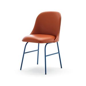 Quality Aleta Brown Leather Upholstered Dining Chairs Metal Base Easy Maintenance wholesale
