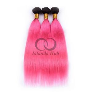 Quality #T1B/Pink Straight Remy Human Hair Bundles Sew In Weave Bundles Brazilian Bundle Deals wholesale