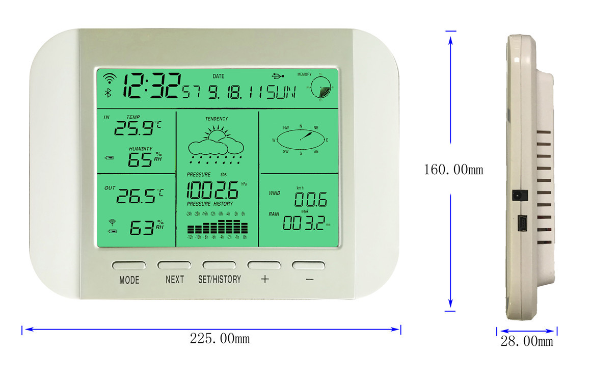 Outdoor Intelligent Solar Wireless Weather Station With LCD Large Screen Display And WIFI