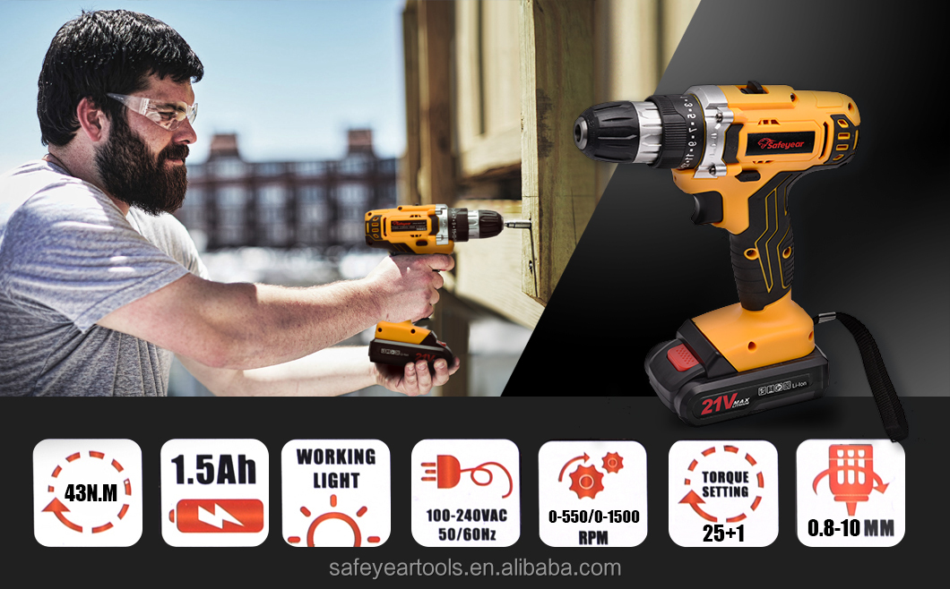 3/8 Inch Cordless Impact Hammer Drill Driver And Impact Driver Set 21 Volt