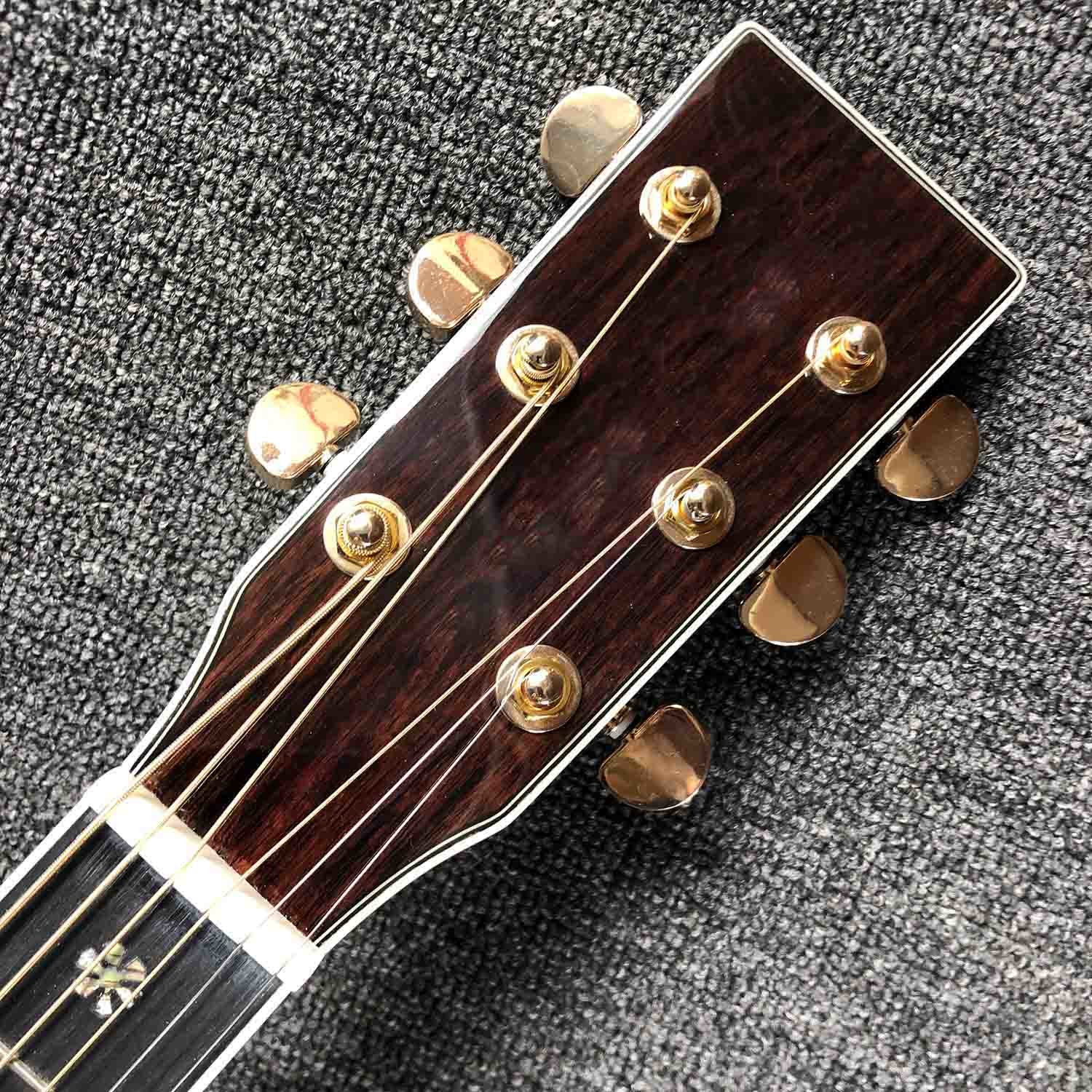 Custom Solid Spruce Top Rosewood Back Side Ebony Fingerboard Real Abalone Binding OM Body 42s Acoustic Guitar