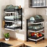Foodgrade 55.5cm heght Black Metal Draining Rack / Wall Hanging Dish Rack