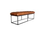 Vintage Retro Rectangle long bench stool Chesterfield Leather Footstool with
