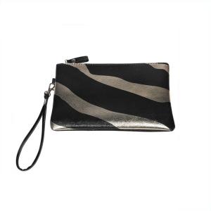 Quality Printed Stripe Promotional PU Leather Cosmetic Bags With Handles wholesale