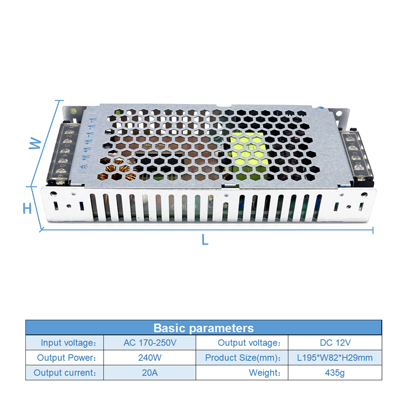 Switching Power Supply 12V 20A 240W For Advertising Light Box