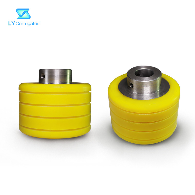 Yellow Corrugated Machine Spare Parts Polyurethane Wheel ODM Accepatable
