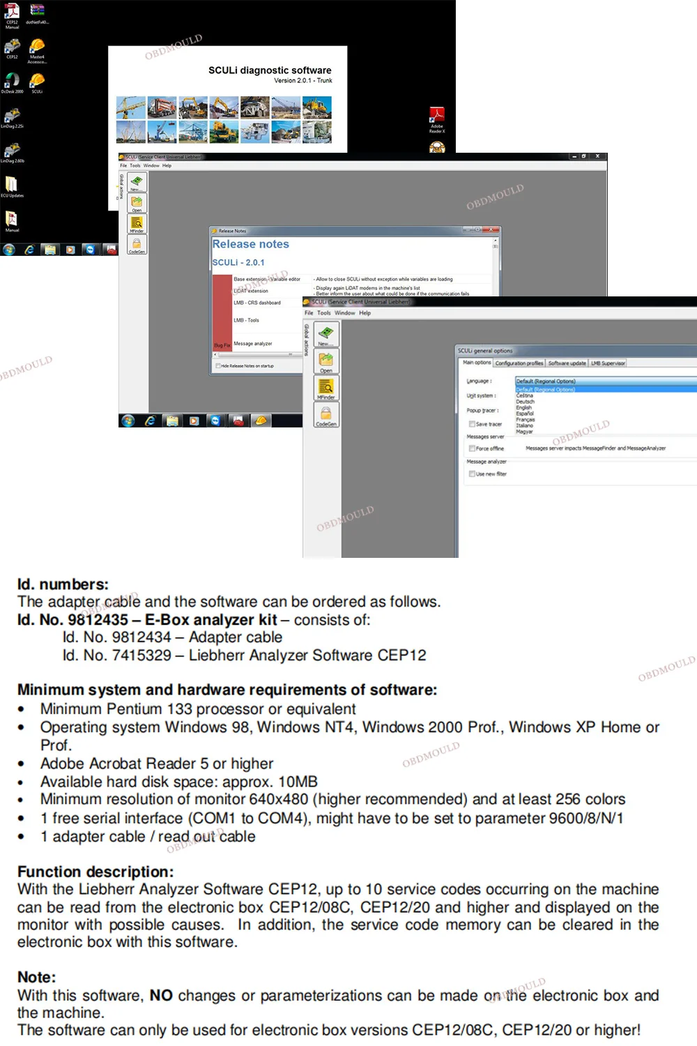SCULI Software LIEBHERR Diagnostic Kit CF C2 Laptop for Liebherr Excavator Crane