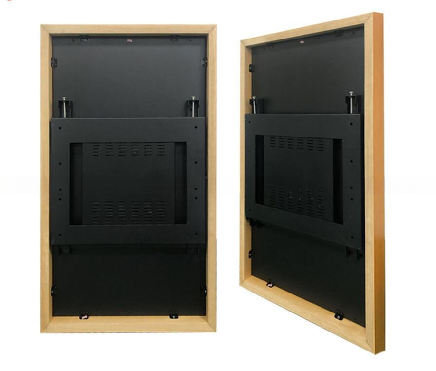 UHD 65" inch Large LCD LED digital video photo frame with Wood frame for NFT advertising display with wooden frame monitor