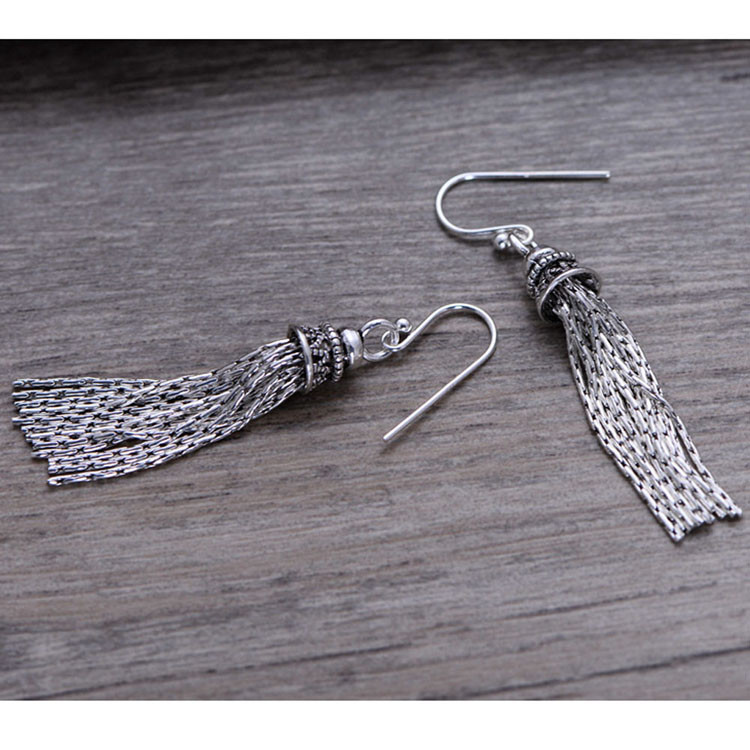 Trendy Retro Women Jewelry Thai 925 Silver Tassels Danlge Earrings(058026)