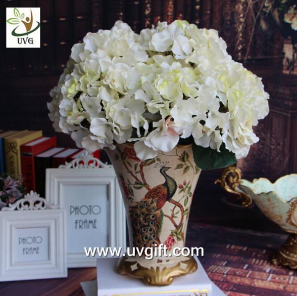 UVG FHY22 White decorative fabric flower artificial hydrangea for wedding table