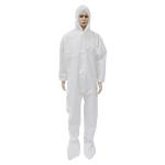Non Woven Disposable Hooded Coveralls PP PE Laminated White With Boot Cover