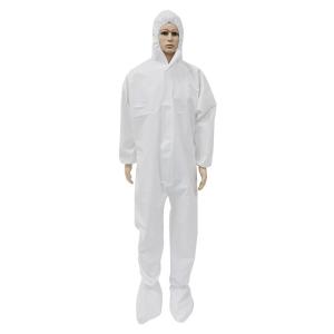 Quality Non Woven Disposable Hooded Coveralls PP PE Laminated White With Boot Cover wholesale