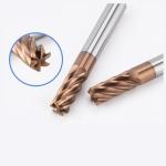 HRC55 Golden Color 4 Flute Long Shank Square End Mill Cutter 1/4 Inch Coating