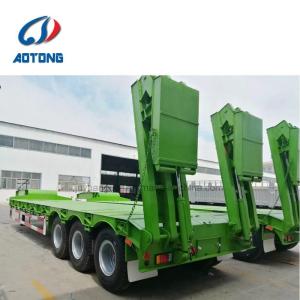 Quality Optional Cargo Box 80 Ton Low Bed Trailer with 13000*3000*1650mm Length and 3 Axles wholesale