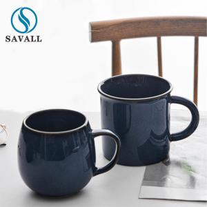 Quality Restaurants Transitional Blue Porcelain Mugs Ceramic Cup With Handle wholesale
