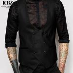 Men's Slim Black Suit Vest in Customized Color Perfect for Business Formal Style