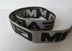 5 Cm Custom Jacquard Ribbon Gray On Black Color Custom Logo Printed