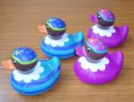 Purple Rubber Ducky Bath Toys , Personalized Floating Rubber Ducks Star Painting