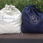 Dark Navy Linen Satin Strings Bpa Free Laundry Drawstring Bag