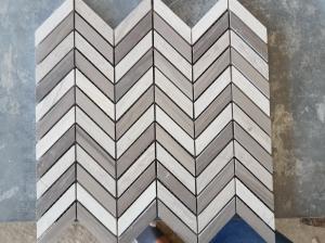 Quality White Arrows Marble Mosaic Tile For Hotel / Restaurant Bathroom Wall wholesale