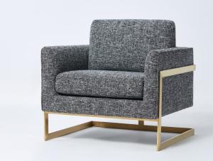 Quality Fashionable top-Quality grey linen with brass finish metal base living room fabric couches sofa wholesale