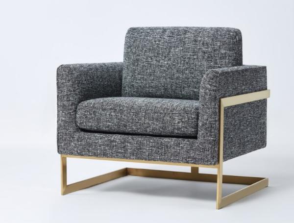 Fashionable top-Quality grey linen with brass finish metal base living room