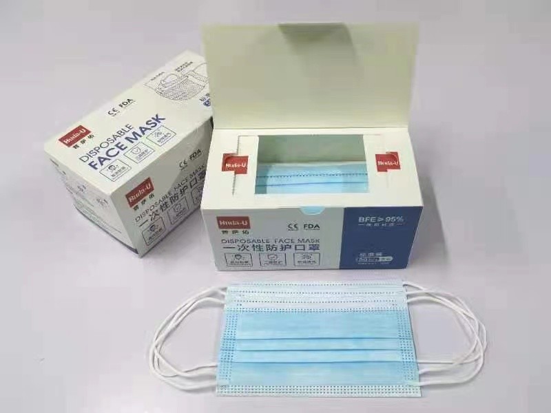 Flat Disposable 3 Layer Mask Disposable Protective Face Mask Blue Home Use YY0969-2013 Standard