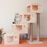 OEM Wooden Cat Climbing Tree House Multifunction Cat Scratcher Tower