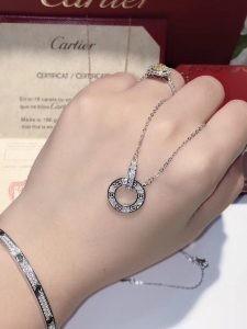Quality Long Double Ring Pendant Sterling Silver Necklace Charm For Women 18inch wholesale