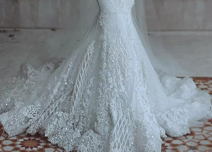 Soft Long Sleeve Mermaid Wedding Gown Long Fishtail Special Beaded