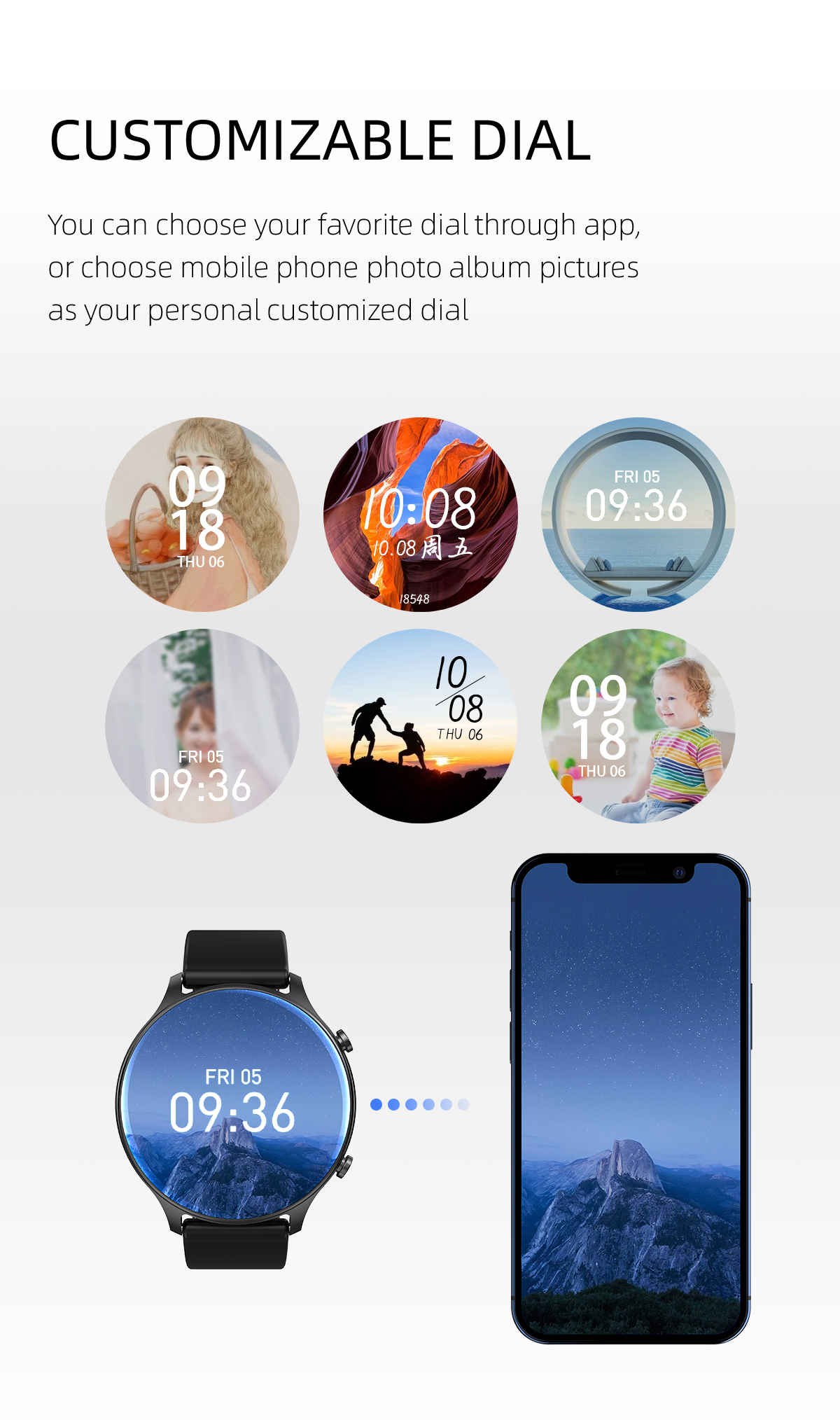 Auto Focus 1.28inch Touch Screen Smart Bracelet With Alarm Clock