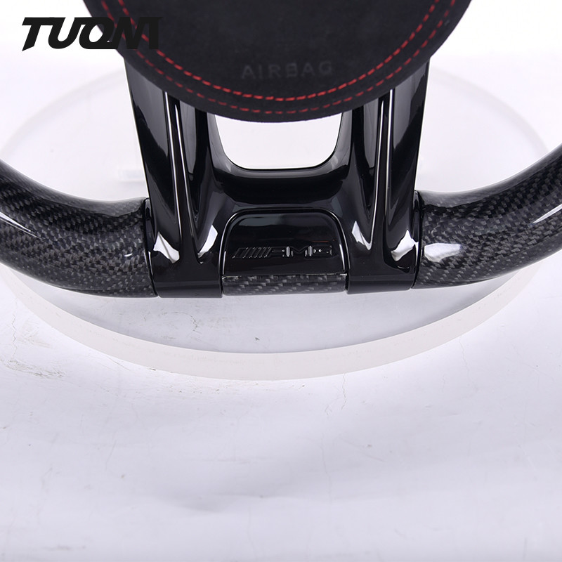 Red Stripe Mercedes Benz Steering Wheel Carbon Fiber Luxury Alcantara