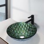 Round Tempered Glass Sink Bowl Hand Drawing Hot Melt Circular Vessel Bathroom