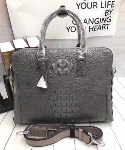 Quality Genuine Crocodile Skin Men's Gray Laptop Briefcase Handbag Authentic Real Alligator Leather Businessmen Working Totes wholesale