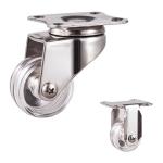 1.5" Clear PC Locking Threaded Stem Swivel Head Stainless Steel Casters